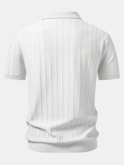 Stripe Johnny Collar Knit Polo