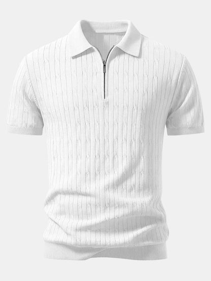 Twisted Jacquard Zipper Knit Polo