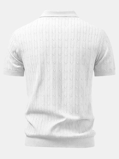 Twisted Jacquard Zipper Knit Polo