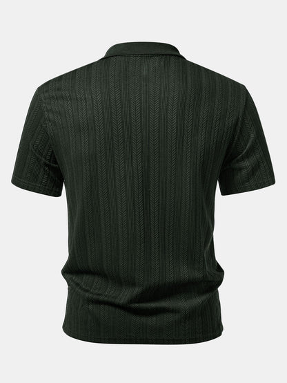 Textured Zipper Polo