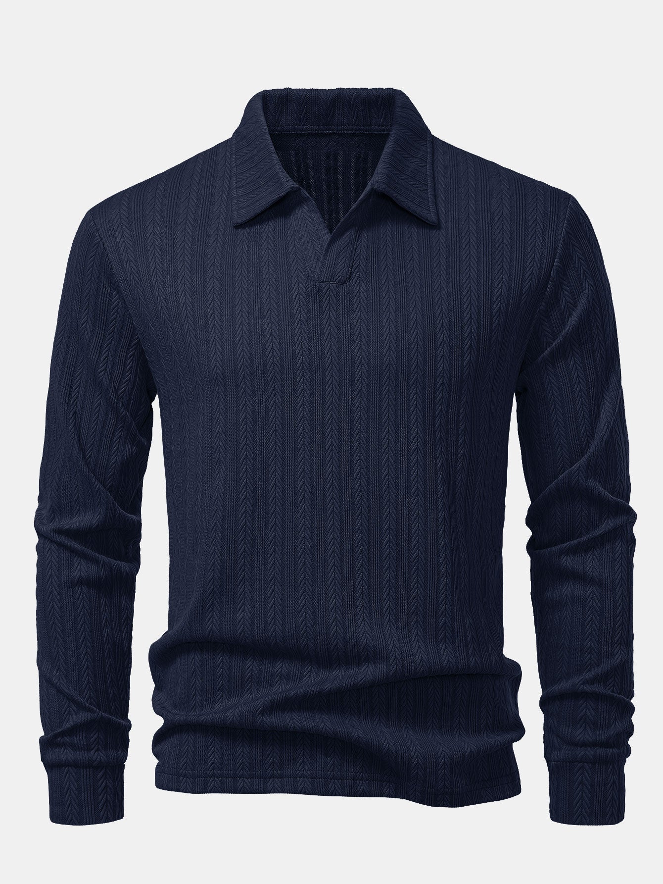 Long Sleeve Wheat Ear Jacquard Polo Shirt