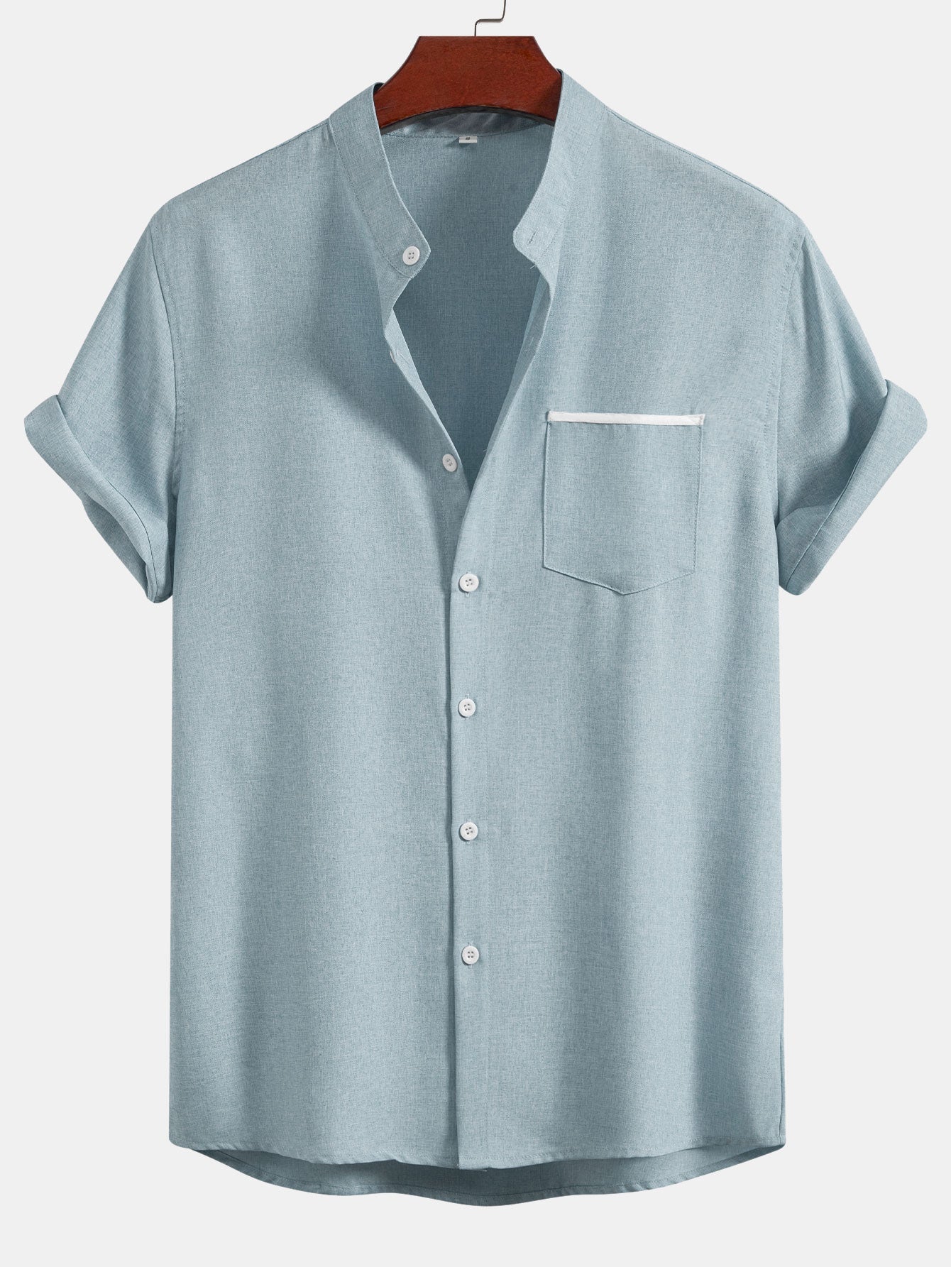 Contrast Pocket Stand Collar Shirt