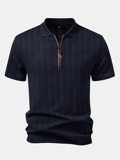 Textured Zipper Polo