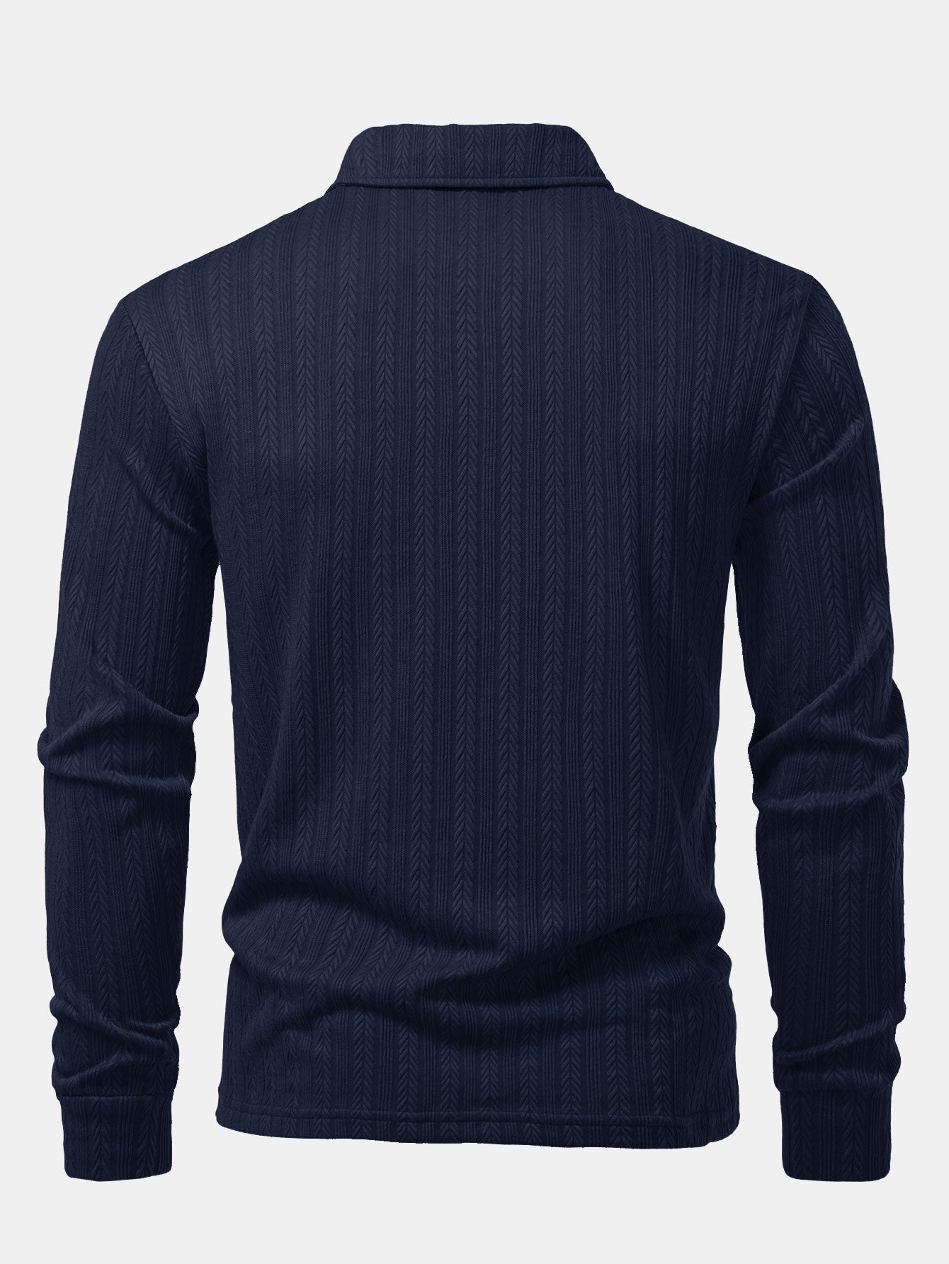 Long Sleeve Wheat Ear Jacquard Polo Shirt