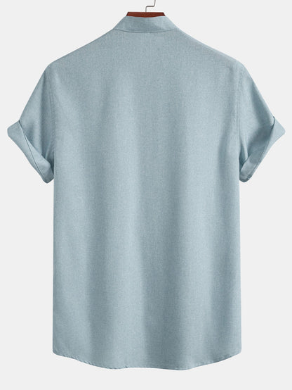 Contrast Pocket Stand Collar Shirt