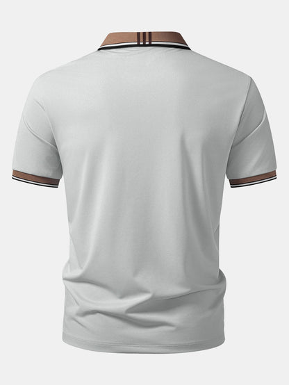 Contrast Striped Collar Polo