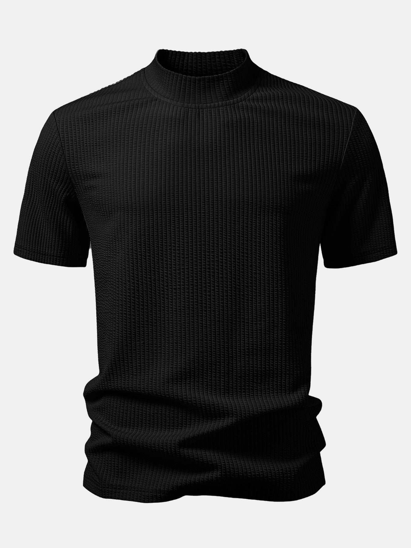 Ribbed Mock Neck T-Shirt