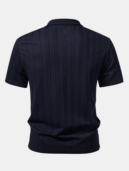 Textured Zipper Polo