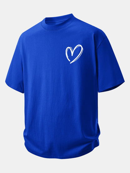 Relax Fit Heart Print Cotton T-Shirt