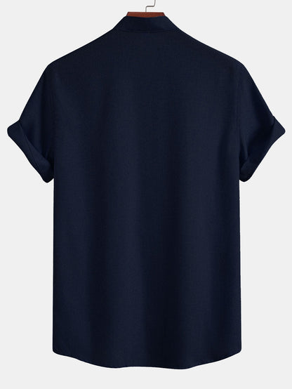 Contrast Pocket Stand Collar Shirt
