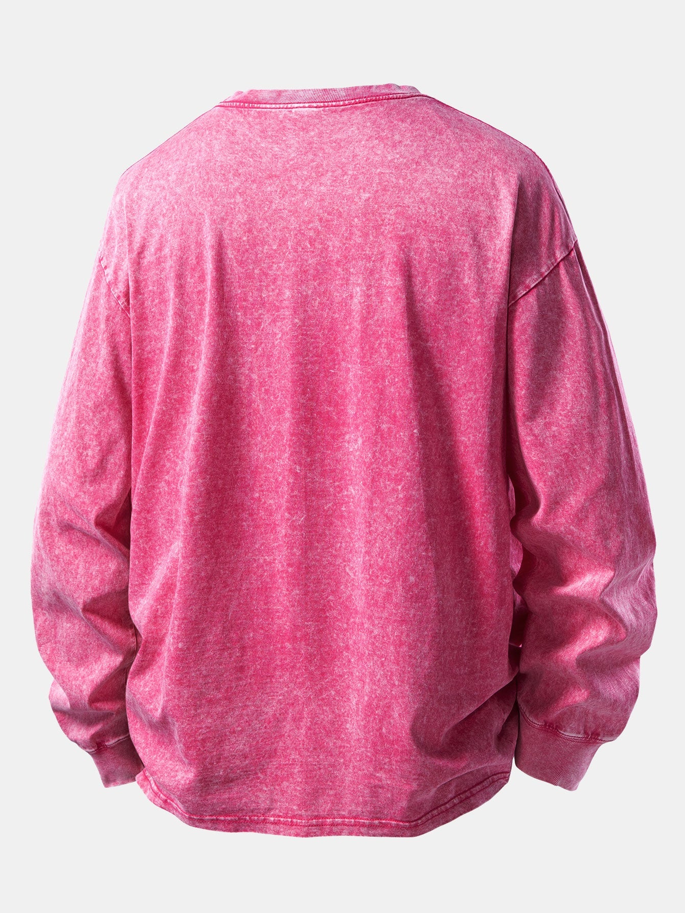 Relax Fit Long Sleeve Washed Distressed T-Shirt