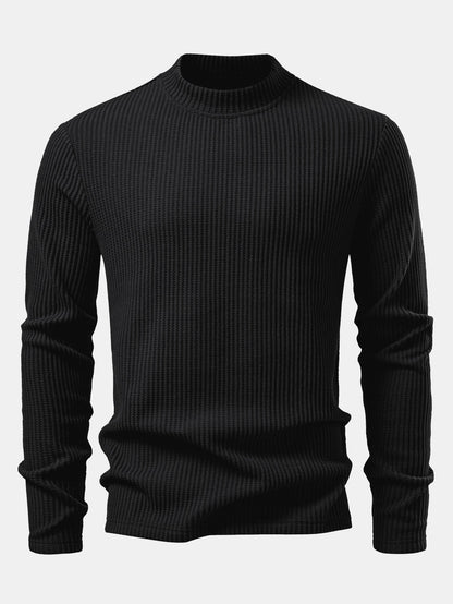 3 Pieces Long Sleeve Waffle Mock Neck T-Shirt