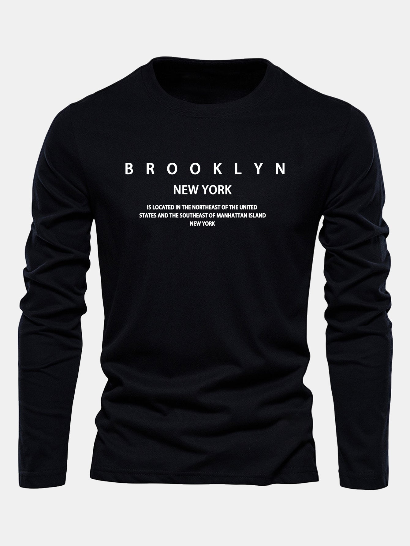 Long Sleeve NY Brooklyn Print Cotton T-Shirt