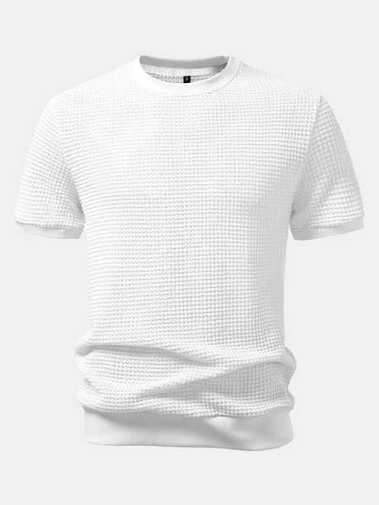 Short Sleeve Waffle Ribbed Hem T-Shirt