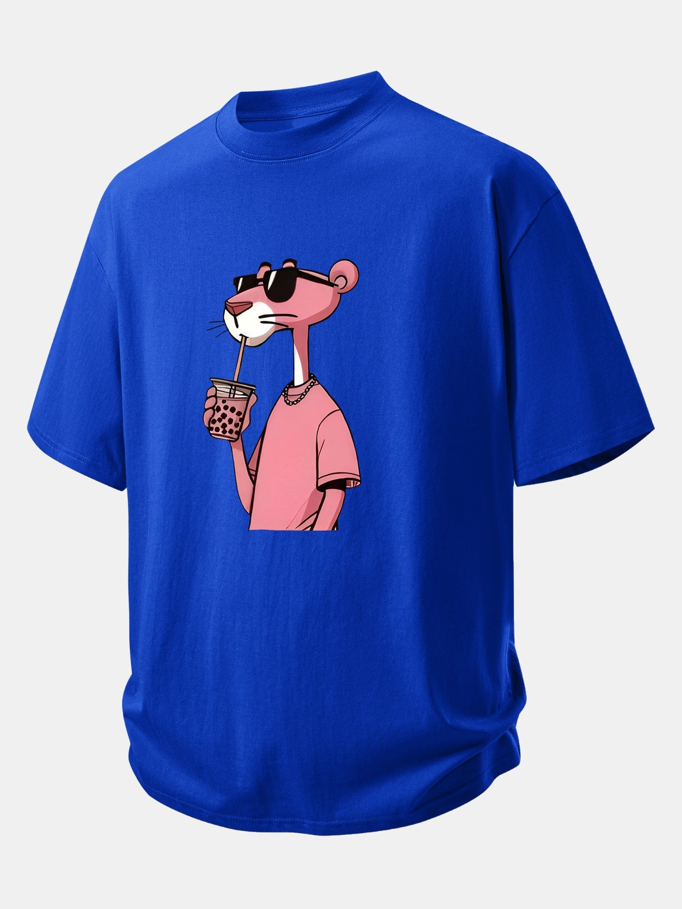Relax Fit Pink Panther Print Cotton T-Shirt