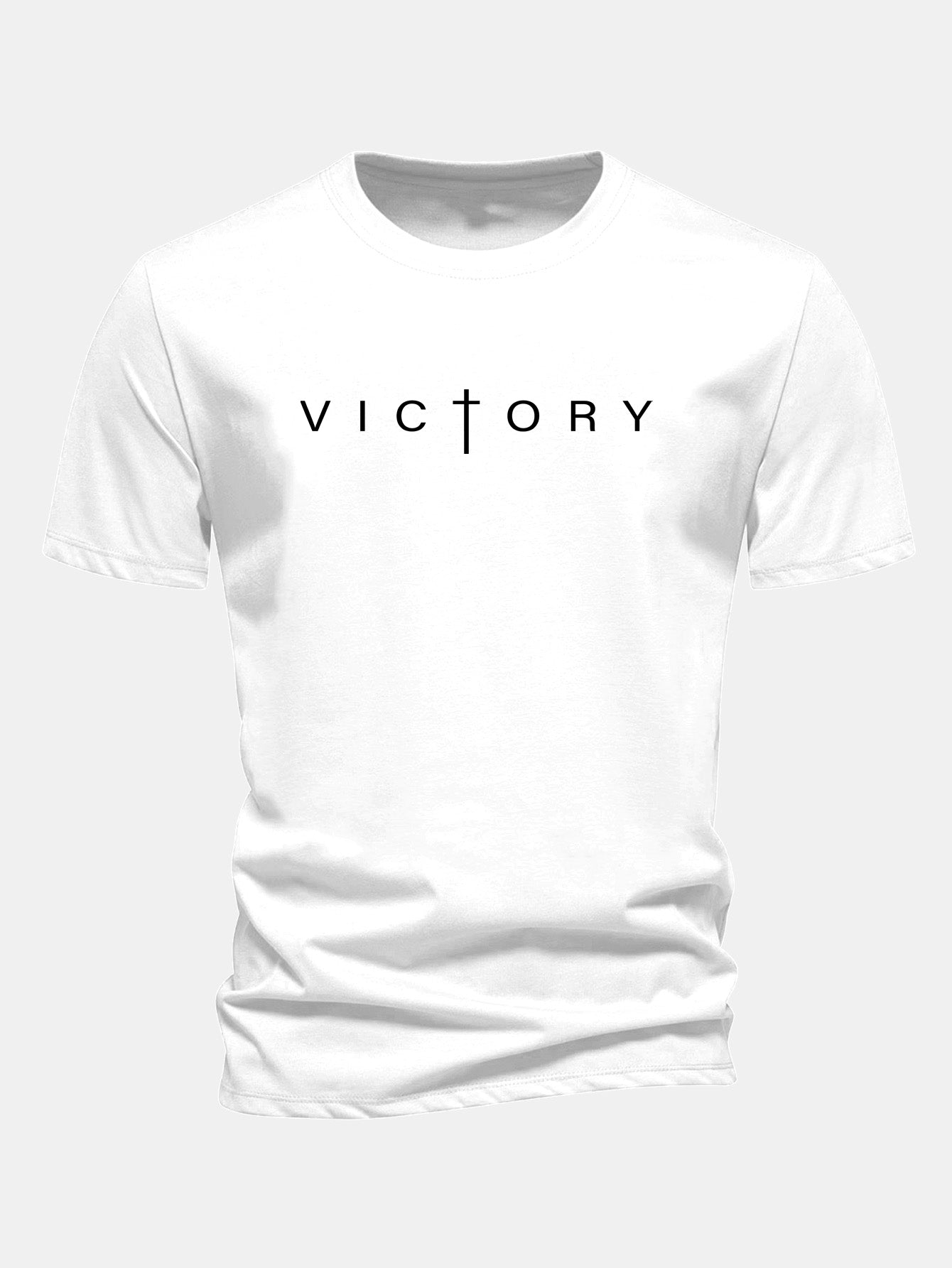Regular Fit Victory Slogan Print Cotton T-Shirt