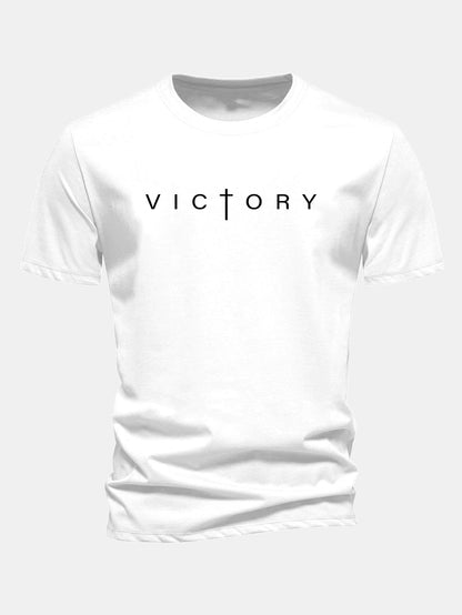 Regular Fit Victory Slogan Print Cotton T-Shirt