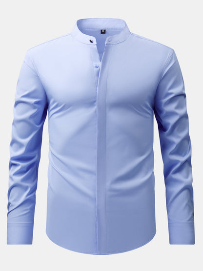 3 Pieces Non-Iron Hidden Placket Stand Collar Dress Shirt