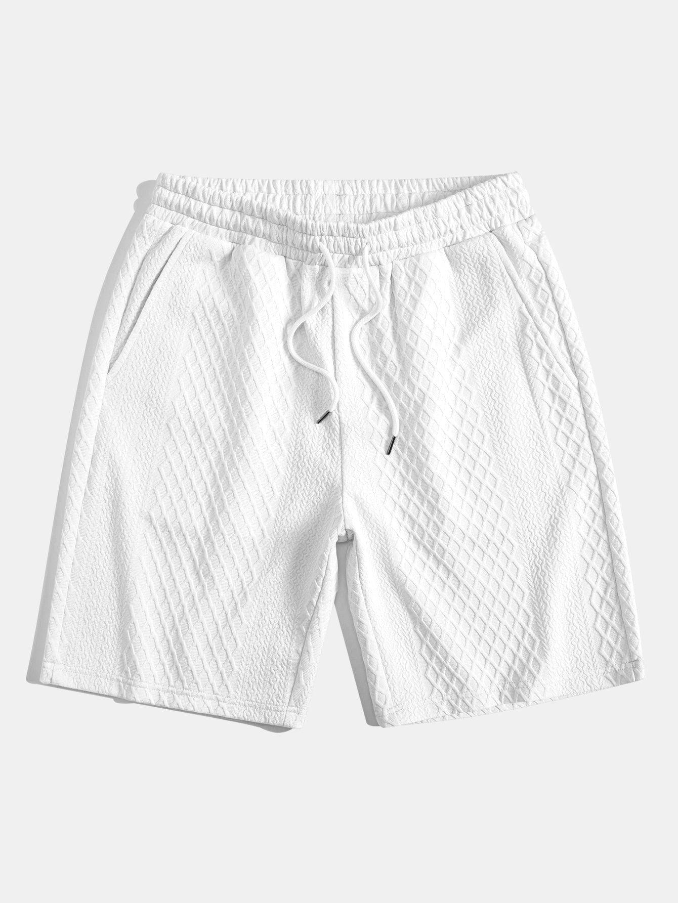 3 Pieces Diamond Geometric Jacquard Drawstring Shorts