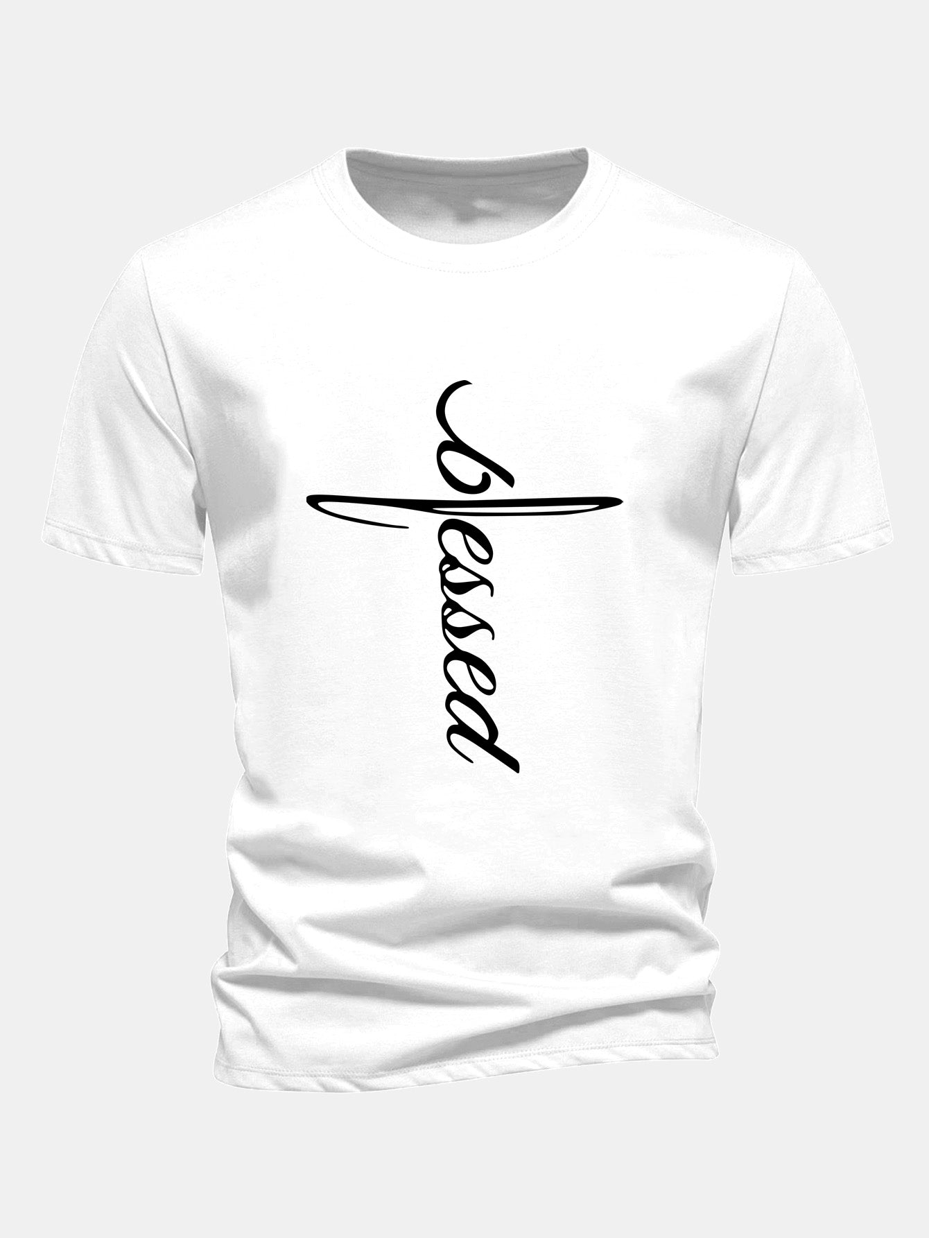 Regular Fit Blessed Print Cotton T-Shirt