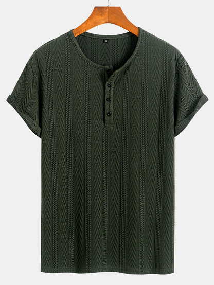 Short Sleeve Jacquard Half Open Collar T-Shirt