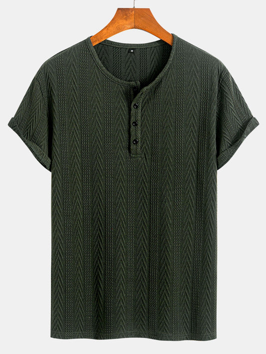 Short Sleeve Jacquard Half Open Collar T-Shirt