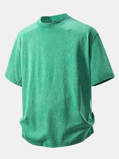 Basic Washed Distressed Drop Shoulder Oversize T-Shirt