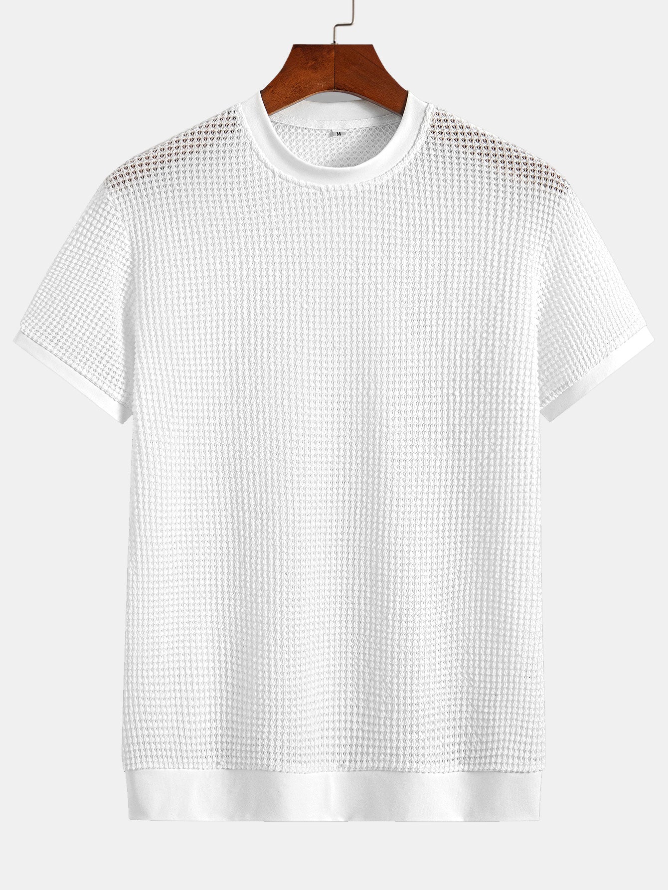 Short Sleeve Waffle Ribbed Hem T-Shirt