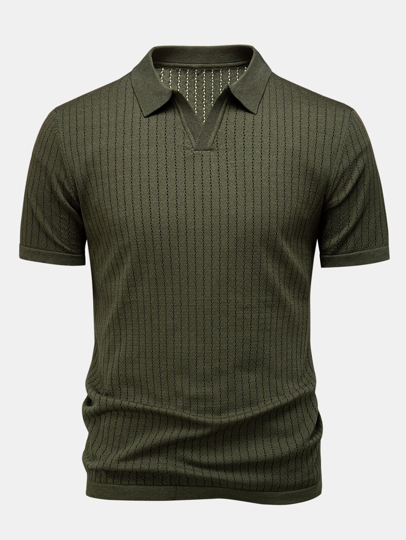 Johnny Collar Open Knit Polo