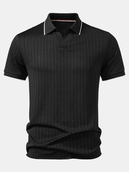Contrast Trim Textured Knit Polo