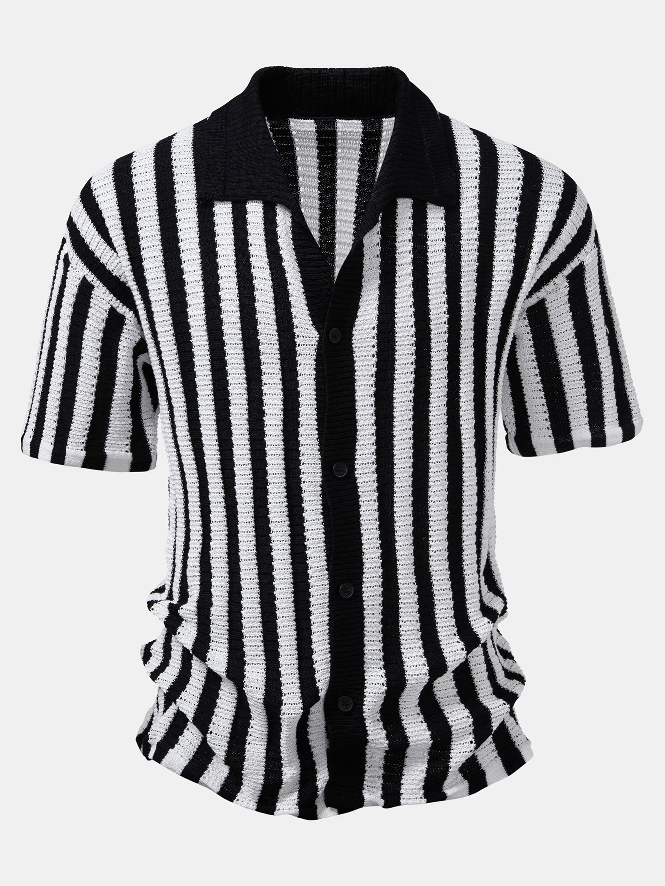 Drop Shoulder Stripe Crochet Shirt