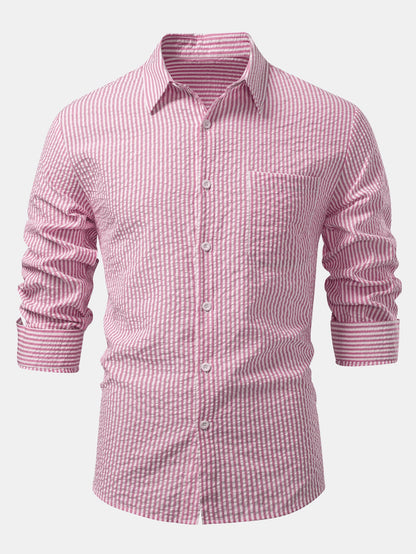 Seersucker Striped Button Up Shirt