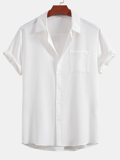 Waffle Textured Button Up Shirt With Pocket