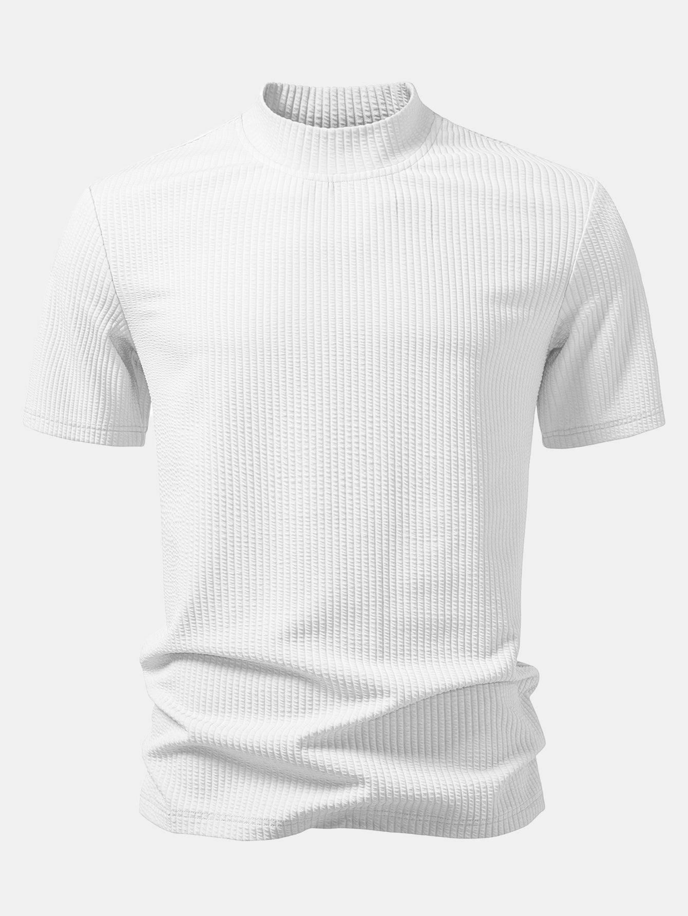 Ribbed Mock Neck T-Shirt