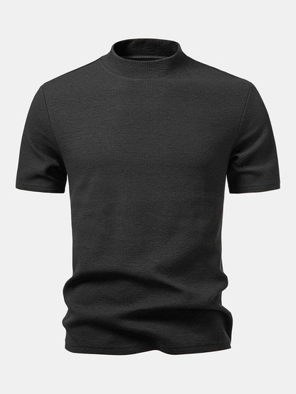 Ribbed Mock Neck T-Shirt