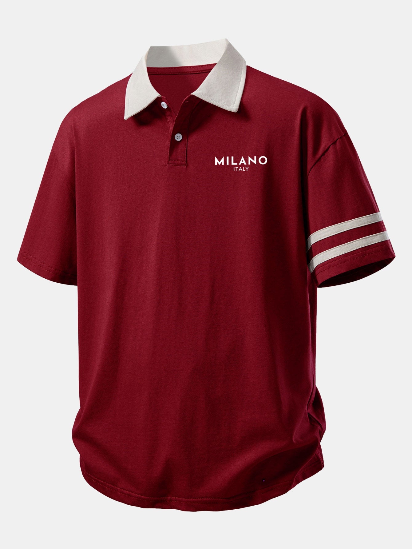 Relax Fit Milano Print Contrast Collar Polo Shirt