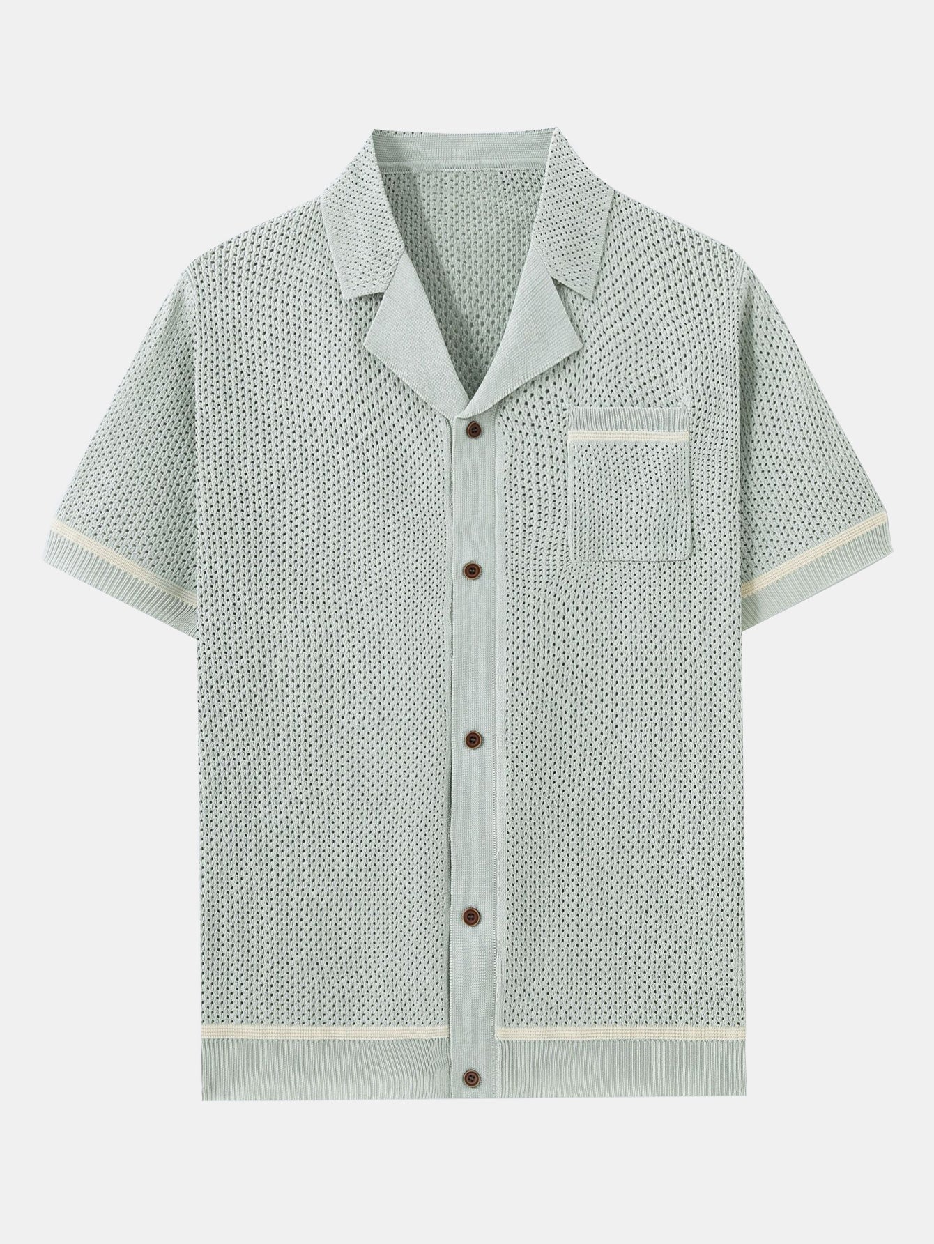 Contrast Trim Open Knit Shirt