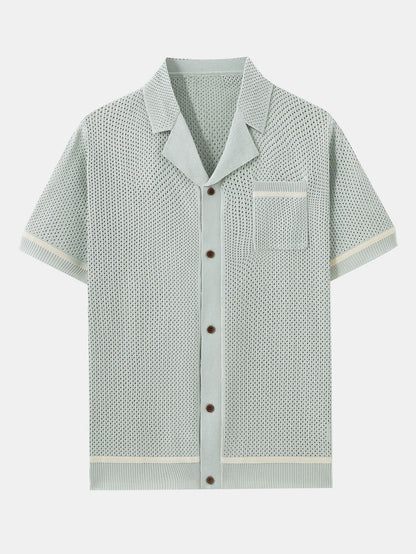 Contrast Trim Open Knit Shirt