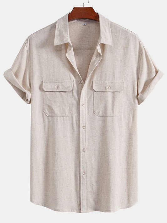 Linen Rayon Blend Pocket Utility Shirt