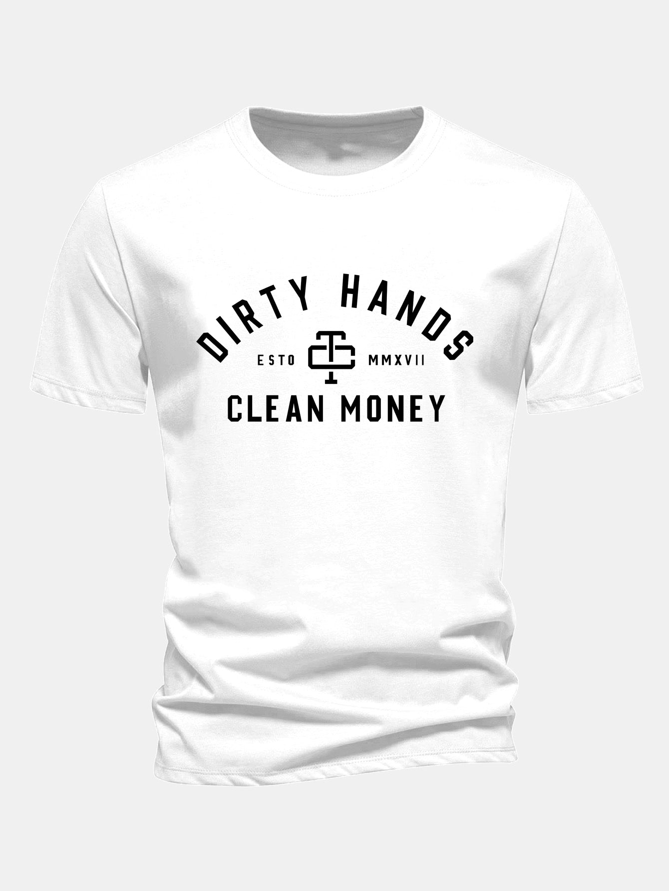 Regular Fit Dirty Hands Clean Money Print Cotton T-Shirt