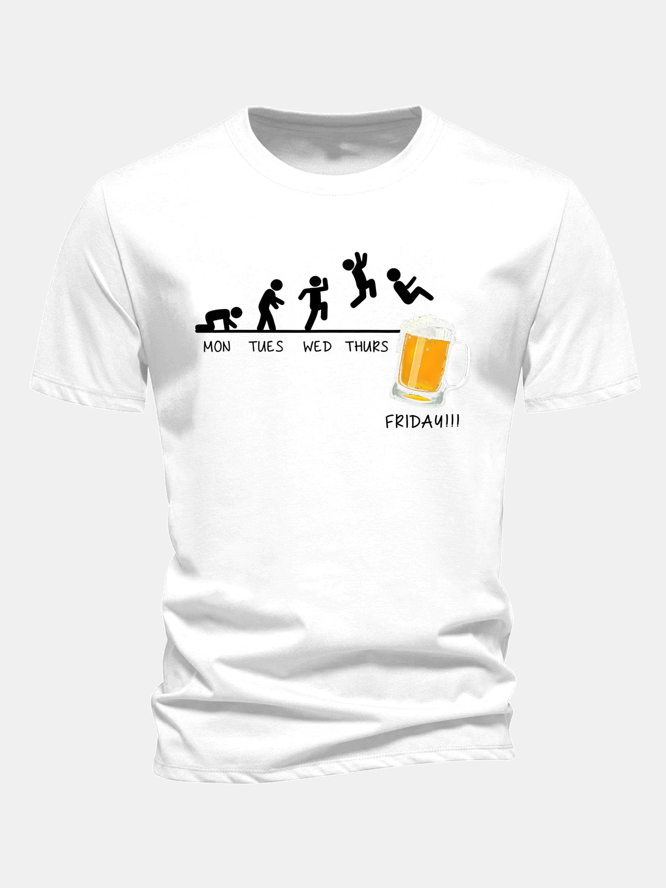 تي شيرت قطن بتصميم تطور البيرة الأسبوعية بقصة عادية