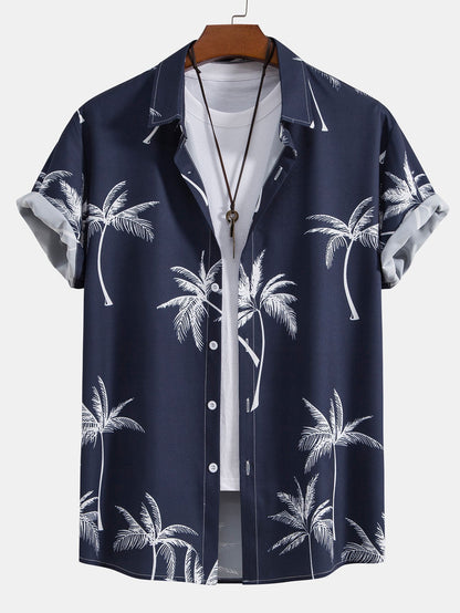 Palm Tree Print Button Up Shirt