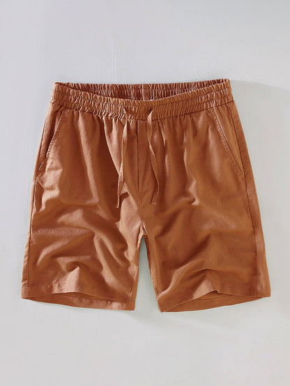 Linen Cotton Blend Drawstring Shorts