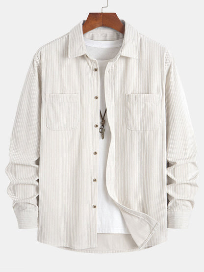 Long Sleeve Corduroy Pocket Button Up Shirt