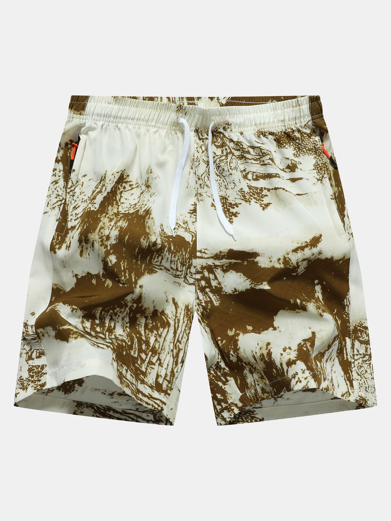 Ink Print Zipper Pocket Shorts