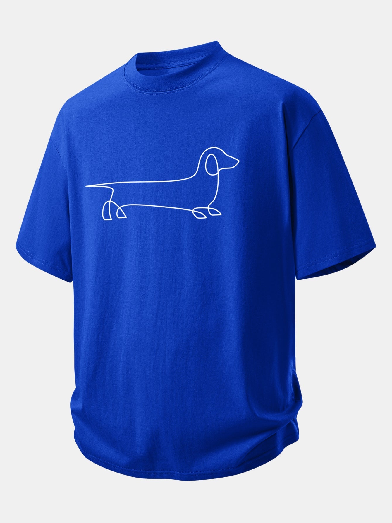 Relax Fit Line Dachshund Print Cotton T-Shirt