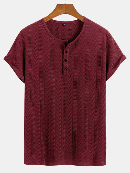 Short Sleeve Jacquard Half Open Collar T-Shirt