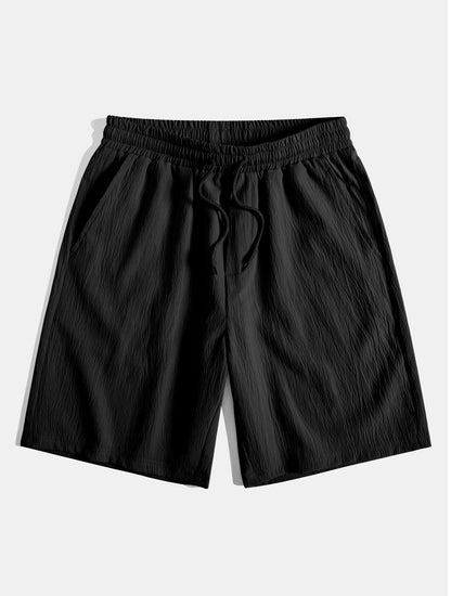 Crinkled Textured Drawstring Shorts
