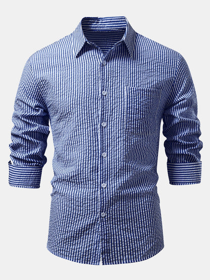 Seersucker Striped Button Up Shirt