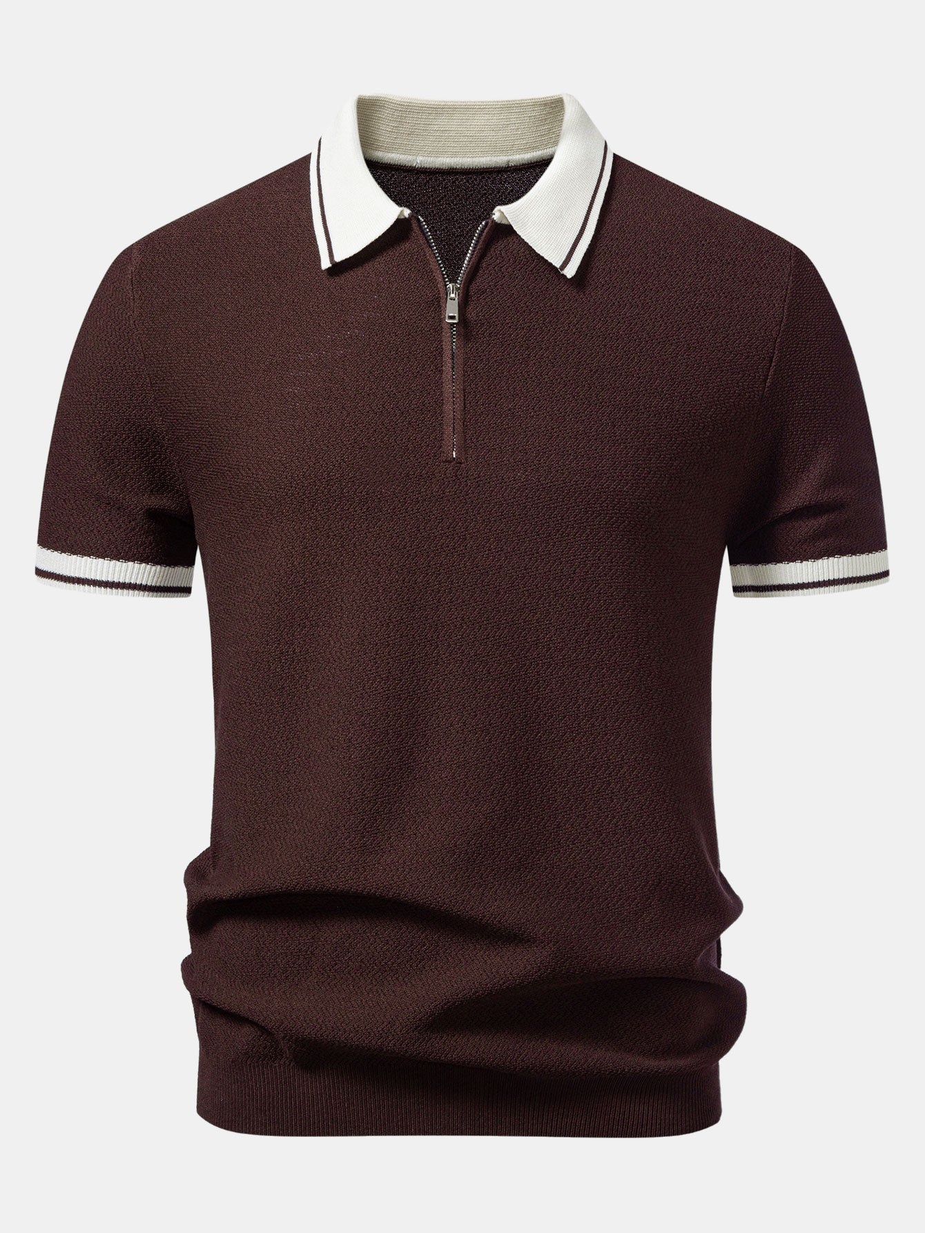 Contrast Zipper Knit Polo